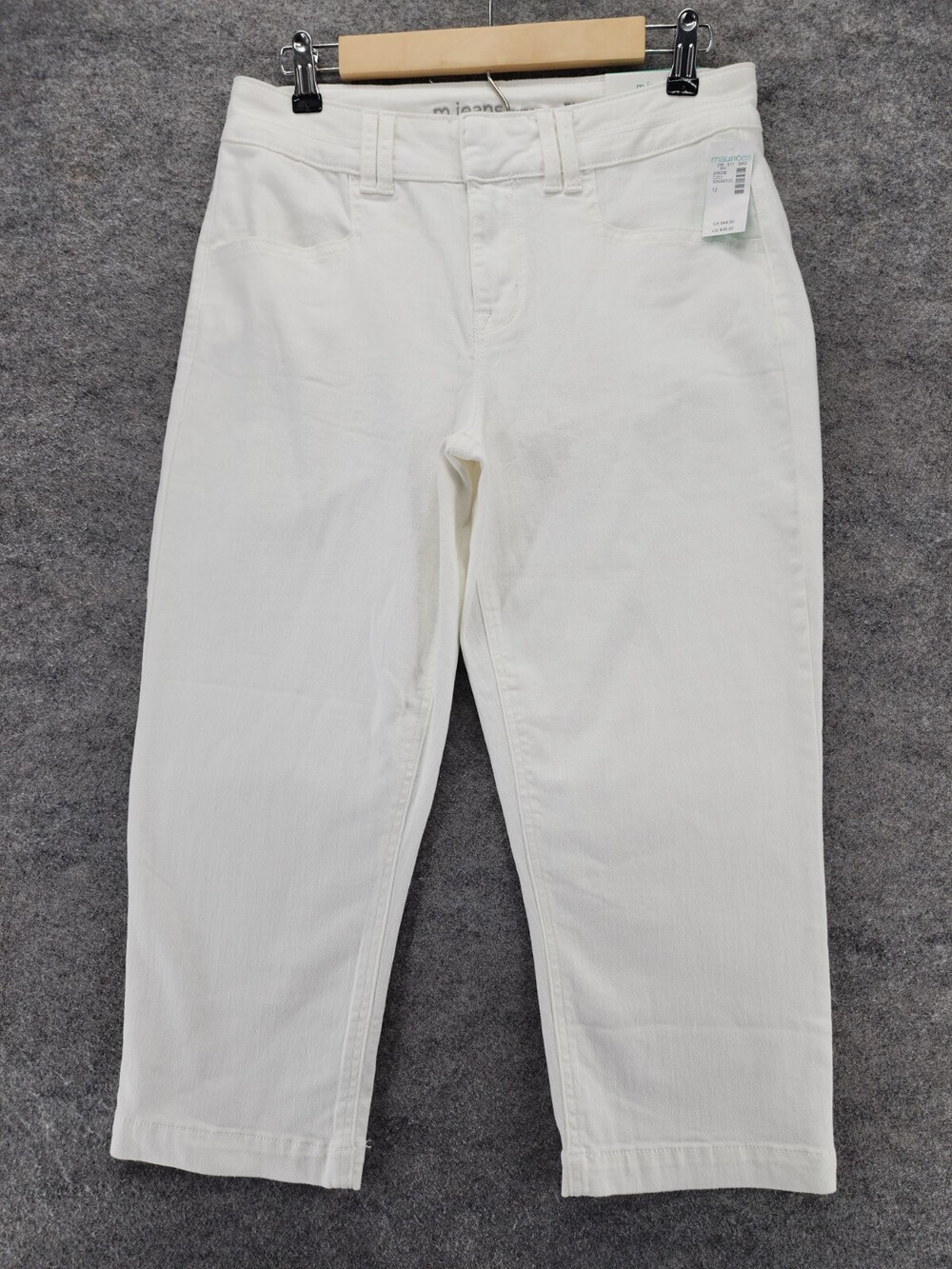 M Jeans by Maurices Capri Jeans Womens 12 White Denim Mid Rise